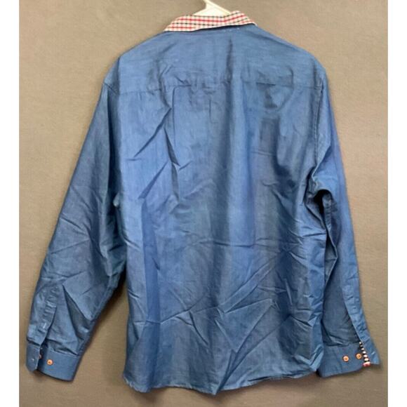 Coofandy Men's Denim Button-Up Shirt XXL Classic Fit Plaid Collar Flip Cuff - Picture 6 of 6